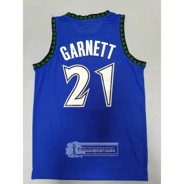 Camiseta Minnesota Timberwolves Kevin Garnett NO 21 Hardwood Classics Throwback 2003-04 Azul